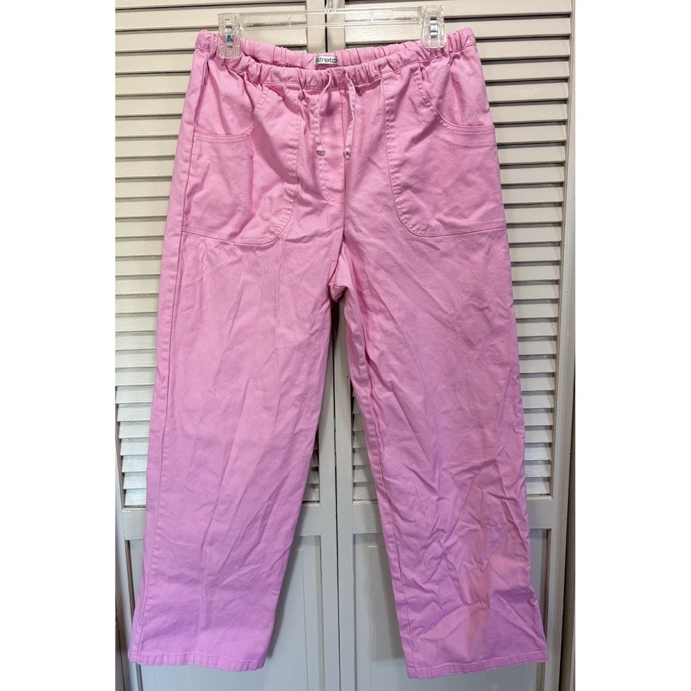Sarah Bentley Elastic/Drawstring‎ Waist Scrub Pants Pockets Size M Pink Medical